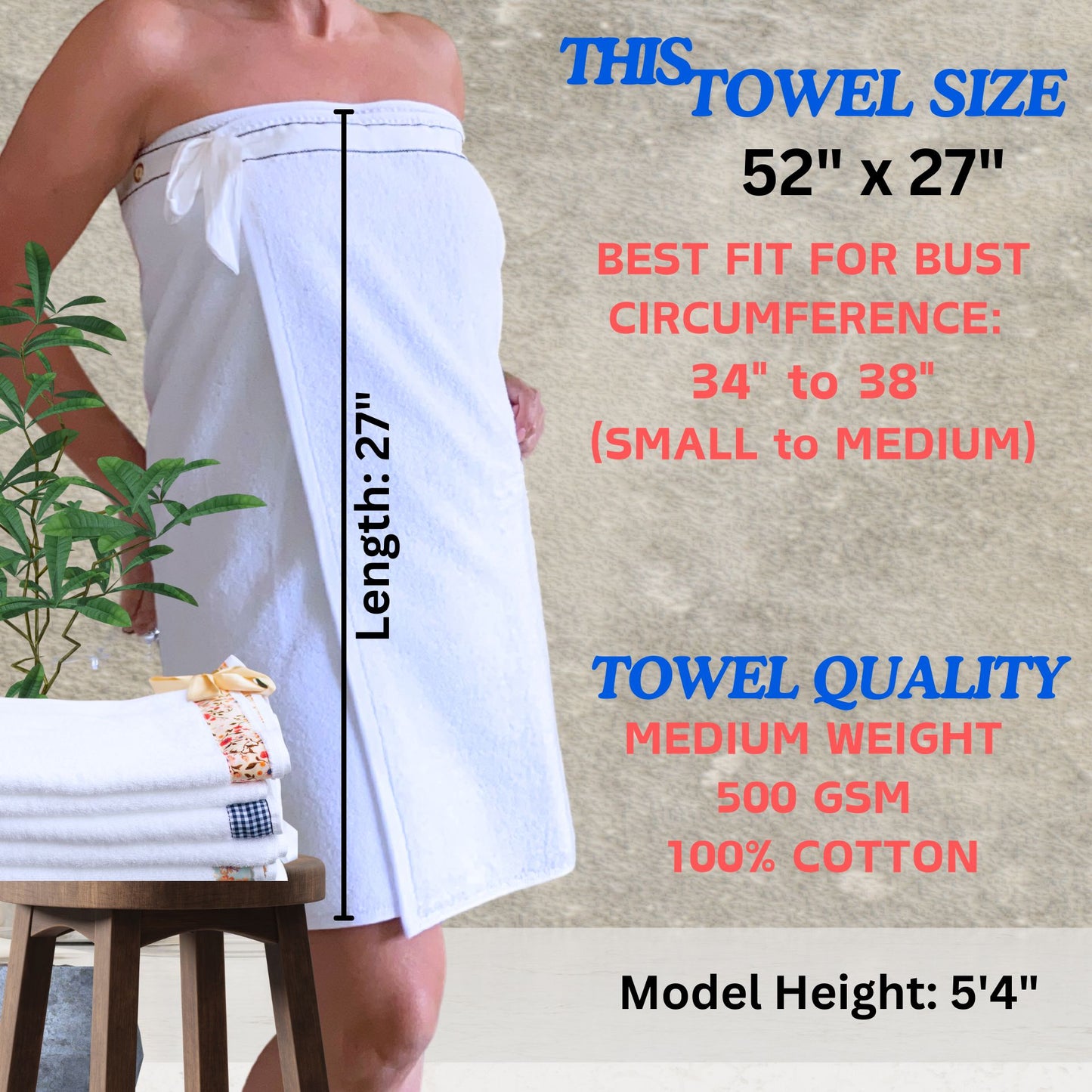 UWRAPT - Towel + Wrap All-in-One with Adjustable Tie Closure. No Hook & Loop. No Elastic. No Buttons. No Snaps. Simply Wrap, Tie, & Go!