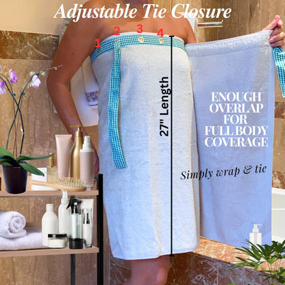 UWRAPT - His & Hers Towel + Wrap All-in-One with Adjustable Tie Closure. No Hook & Loop. No Elastic. No Buttons. No Snaps. Simply Wrap, Tie, & Go!