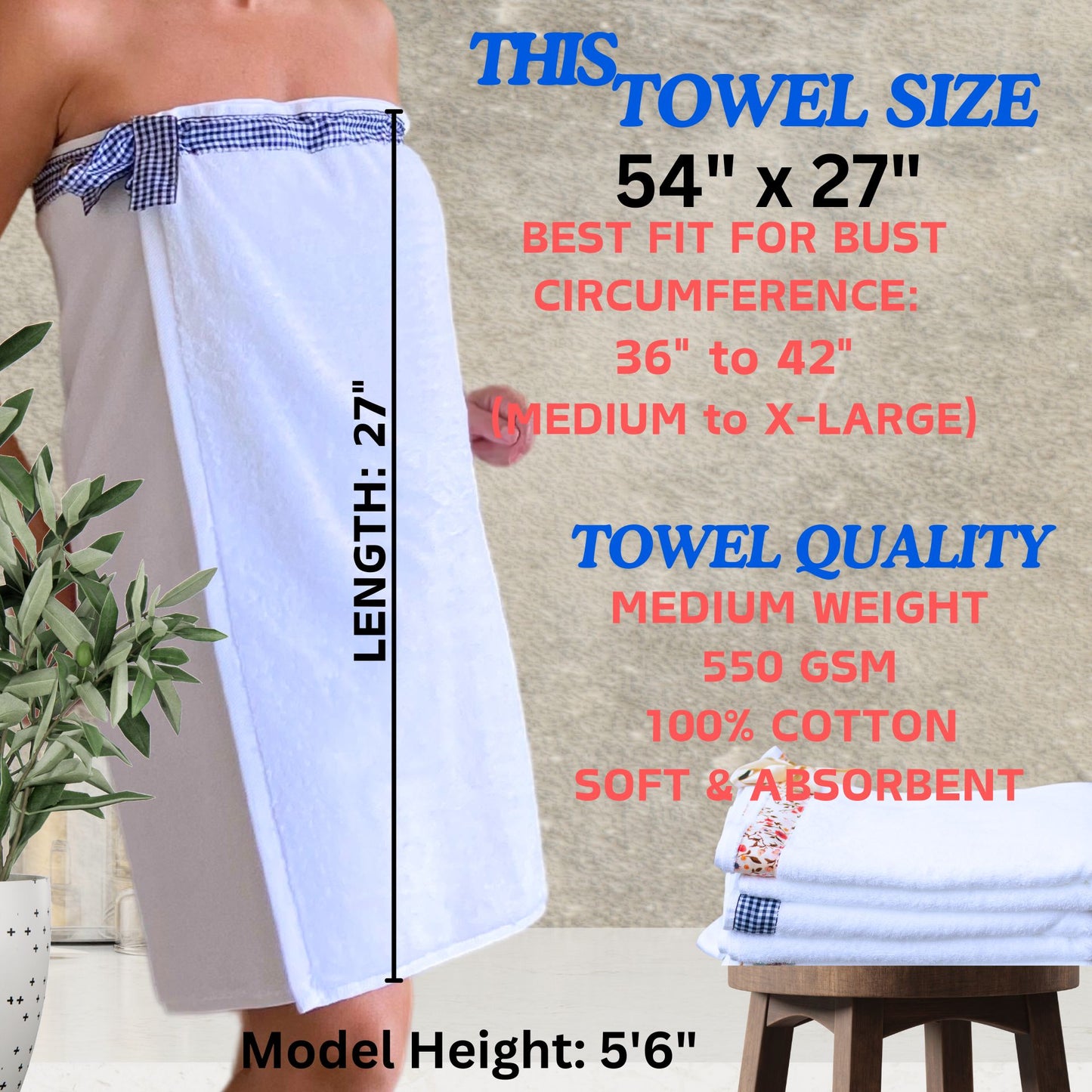 UWRAPT - Towel + Wrap All-in-One with Adjustable Tie Closure. No Hook & Loop. No Elastic. No Buttons. No Snaps. Simply Wrap, Tie, & Go!