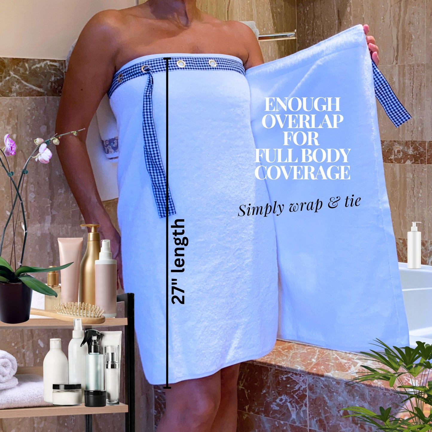 UWRAPT - Towel + Wrap All-in-One with Adjustable Tie Closure. No Hook & Loop. No Elastic. No Buttons. No Snaps. Simply Wrap, Tie, & Go!