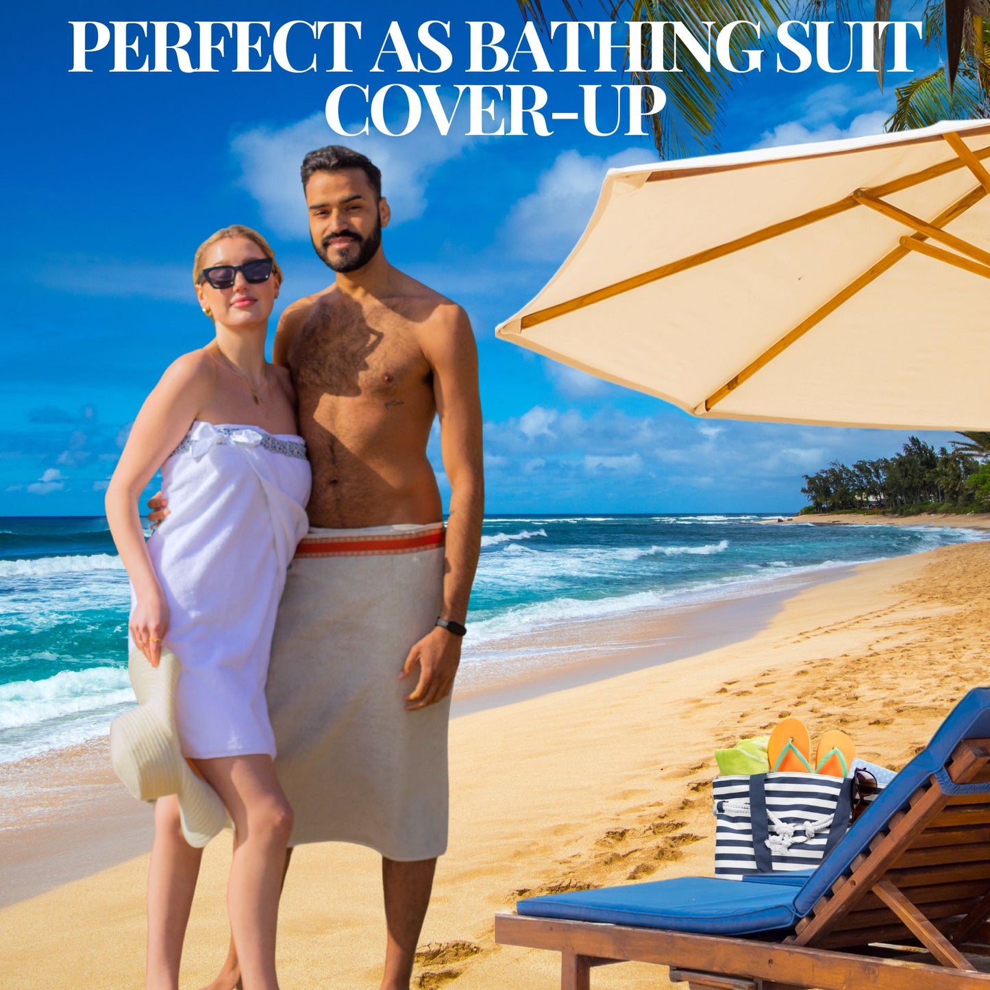 UWRAPT - Towel + Wrap All-in-One with Adjustable Tie Closure. No Hook & Loop. No Elastic. No Buttons. No Snaps. Simply Wrap, Tie, & Go!