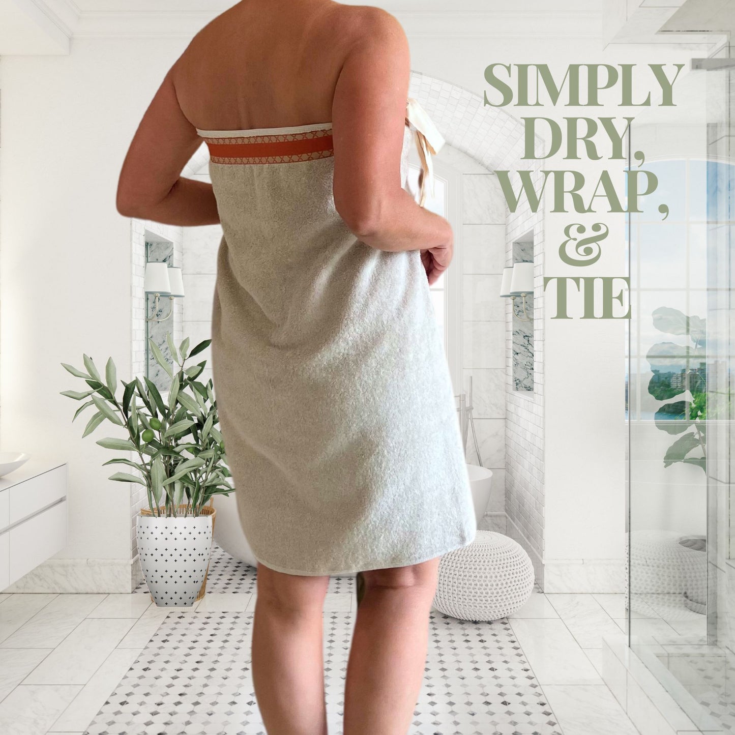 UWRAPT - Towel + Wrap All-in-One with Adjustable Tie Closure. No Hook & Loop. No Elastic. No Buttons. No Snaps. Simply Wrap, Tie, & Go!