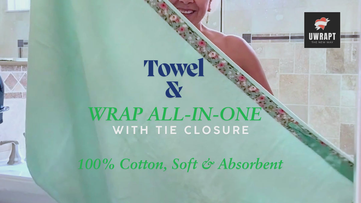 Load video: Video of Towel + Wraps All-in-One with Tie Closure from UWRAPT