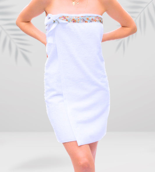UWRAPT - Towel + Wrap All-in-One with Adjustable Tie Closure. No Hook & Loop. No Elastic. No Buttons. No Snaps. Simply Wrap, Tie, & Go! | 100% Cotton, Soft, Absorbent, Lightweight for After Shower, Spa, Sauna, Pool, Travel