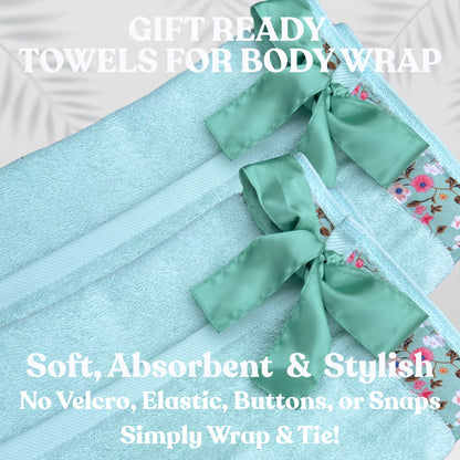 UWRAPT - Green Towel + Wrap All-in-One with Adjustable Tie Closure. No Hook & Loop. No Elastic. No Buttons. No Snaps. Simply Wrap, Tie, & Go! | 100% Cotton, Soft, Absorbent, Lightweight for After Shower, Spa, Sauna, Pool, Travel