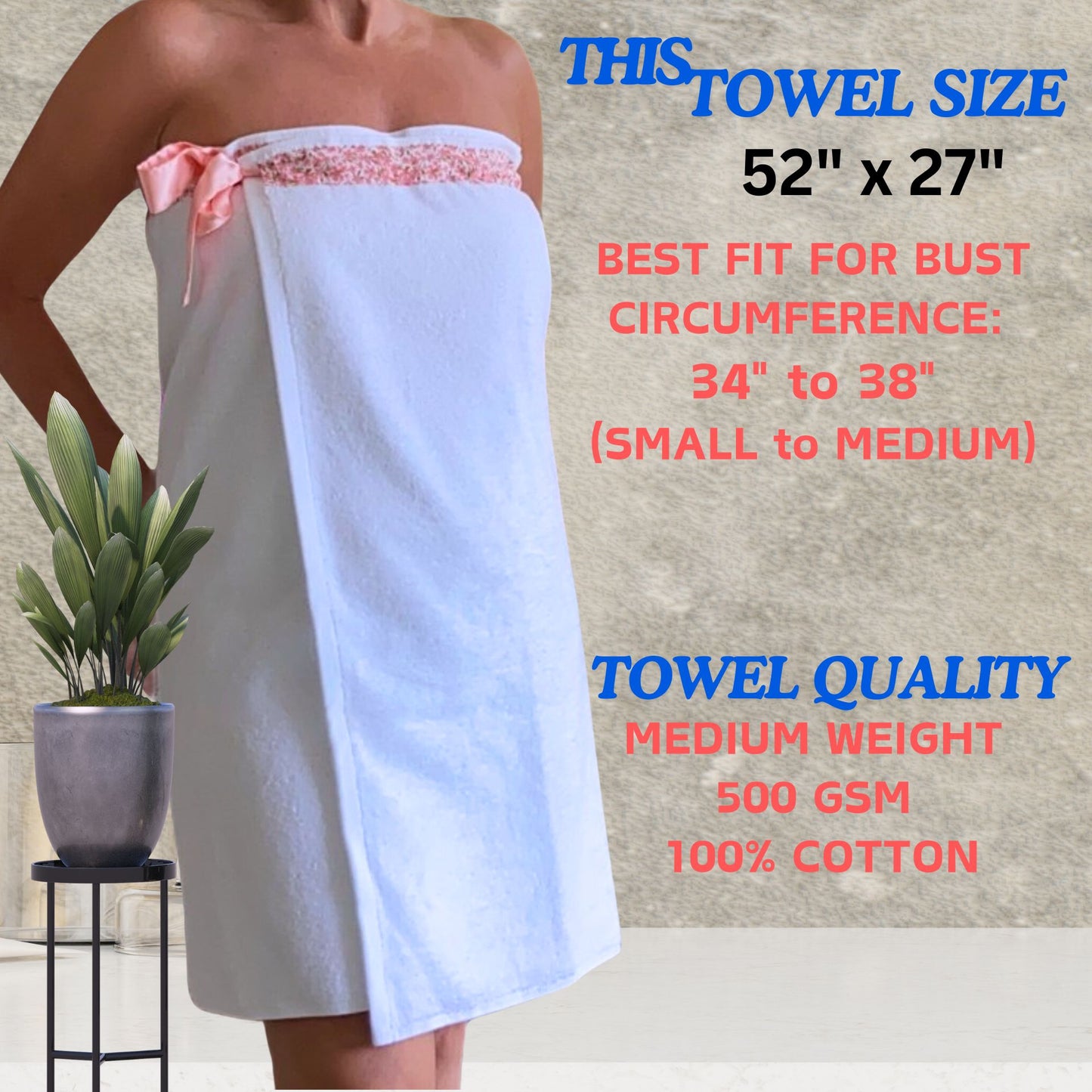 UWRAPT - Towel + Wrap All-in-One with Adjustable Tie Closure. No Hook & Loop. No Elastic. No Buttons. No Snaps. Simply Wrap, Tie, & Go! | Soft 100% Cotton, Absorbent, Lightweight for Home, Spa, Sauna, Pool, Travel