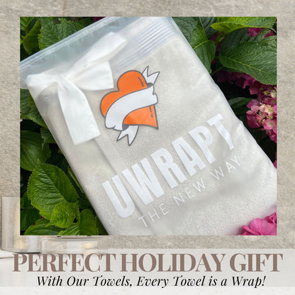 UWRAPT - Towel + Wrap All-in-One with Adjustable Tie Closure. No Hook & Loop. No Elastic. No Buttons. No Snaps. Simply Wrap, Tie, & Go! |100% Cotton, Soft, Absorbent, Lightweight for After Shower, Spa, Sauna, Pool, Travel