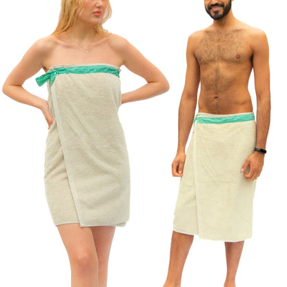UWRAPT - His & Hers Towel + Wrap All-in-One with Adjustable Tie Closure. No Hook & Loop. No Elastic. No Buttons. No Snaps. Simply Wrap, Tie, & Go!