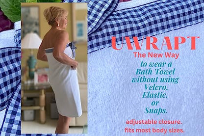 UWRAPT - Towel + Wrap All-in-One with Adjustable Tie Closure. No Hook & Loop. No Elastic. No Buttons. No Snaps. Simply Wrap, Tie, & Go!