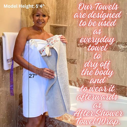 UWRAPT - Towel + Wrap All-in-One with Adjustable Tie Closure. No Hook & Loop. No Elastic. No Buttons. No Snaps. Simply Wrap, Tie, & Go! | Soft 100% Cotton, Absorbent, Lightweight for Home, Spa, Sauna, Pool, Travel