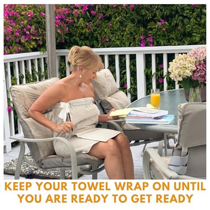 UWRAPT - Towel + Wrap All-in-One with Adjustable Tie Closure. No Hook & Loop. No Elastic. No Buttons. No Snaps. Simply Wrap, Tie, & Go! |100% Cotton, Soft, Absorbent, Lightweight for After Shower, Spa, Sauna, Pool, Travel