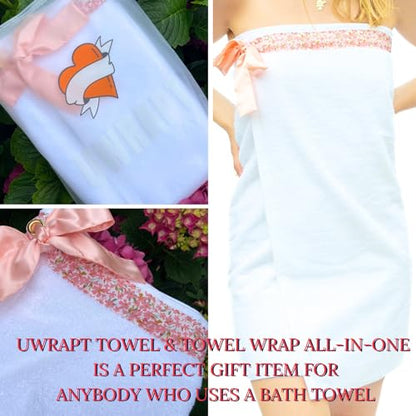 Womenâ€s Terry Cloth Spa and Bath Towel Wrap with Adjustable Closure &  Elastic Top (Aqua, Large/OneSize)