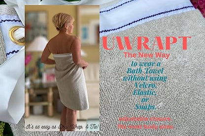 UWRAPT - Towel + Wrap All-in-One with Adjustable Tie Closure. No Hook & Loop. No Elastic. No Buttons. No Snaps. Simply Wrap, Tie, & Go! | Soft 100% Cotton, Absorbent, Lightweight for Home, Spa, Sauna, Pool, Travel
