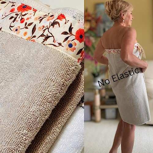 UWRAPT - Towel + Wrap All-in-One with Adjustable Tie Closure. No Hook & Loop. No Elastic. No Buttons. No Snaps. Simply Wrap, Tie, & Go! | 100% Cotton, Soft, Absorbent, Lightweight for After Shower, Spa, Sauna, Pool, Travel